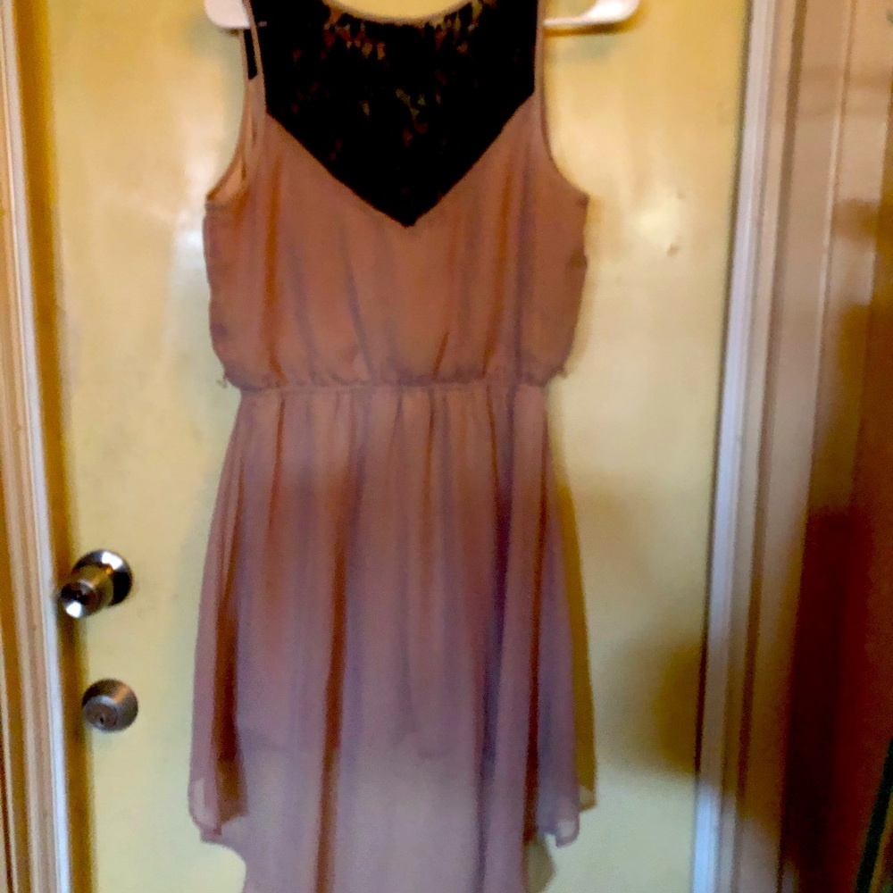High low tan dress